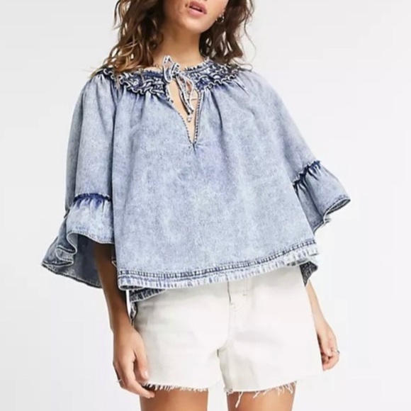 Free People Tops - Free People Ainsley Denim Top Indigo Wash Medium